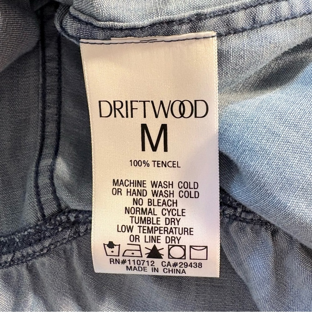 ♨️Driftwood Shaye Chambray Denim Drop-Waist Embroidered Mini Dress – Size M🧡 - Picture 8 of 9